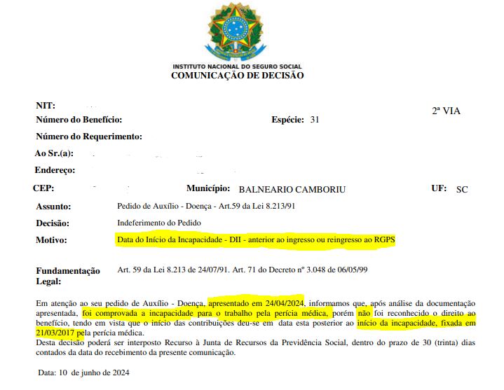 Benefícios no INSS por Progressão ou Agravamento da Doença